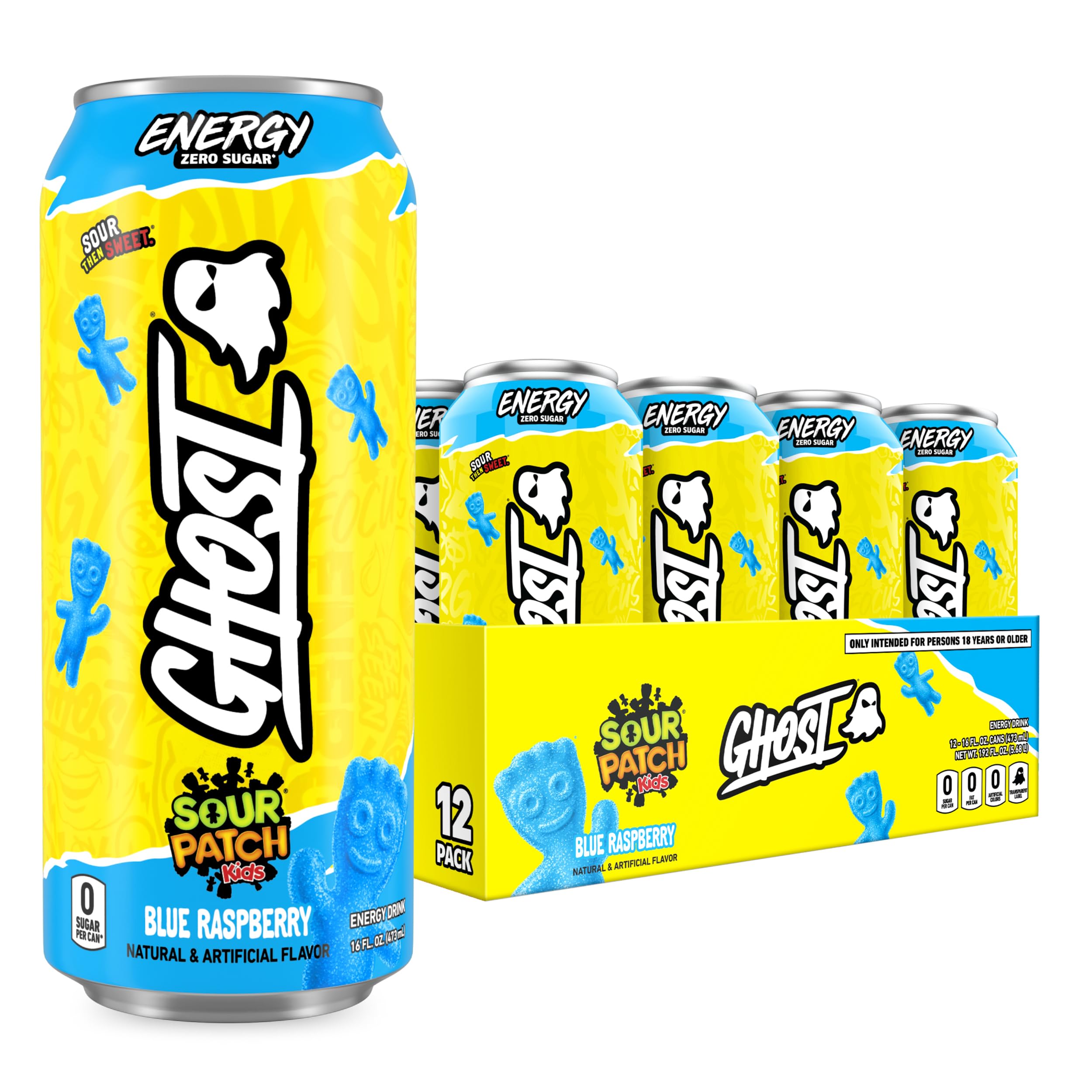 GHOST Energy Drink - 12-Pack, Strawbango, 16oz - Energy & Focus & No Artificial Colors - 200mg of Natural Caffeine, L-Carnitine & Taurine - Gluten-Free & Vegan
